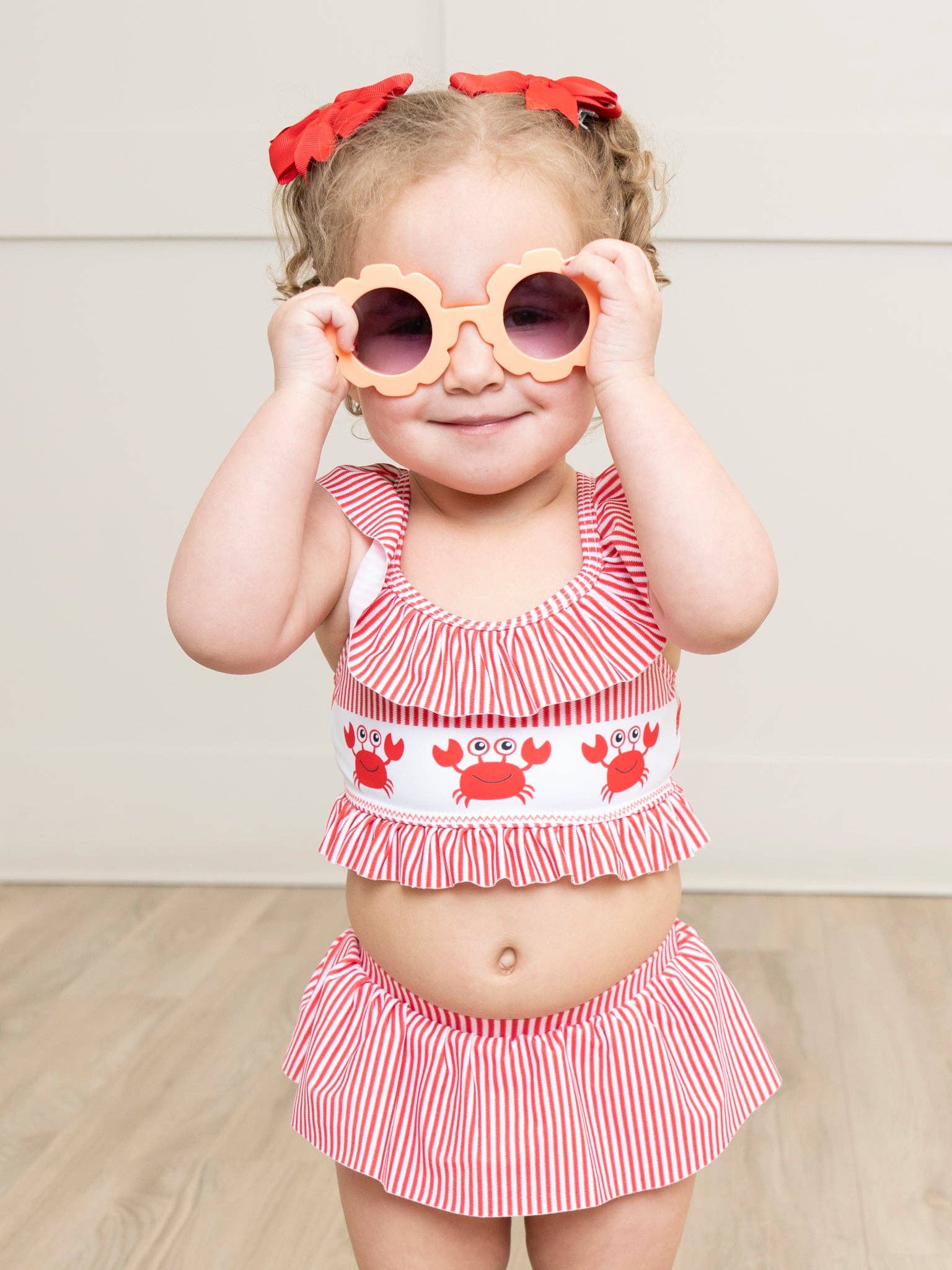 Happy Crab Striped Swimsuit