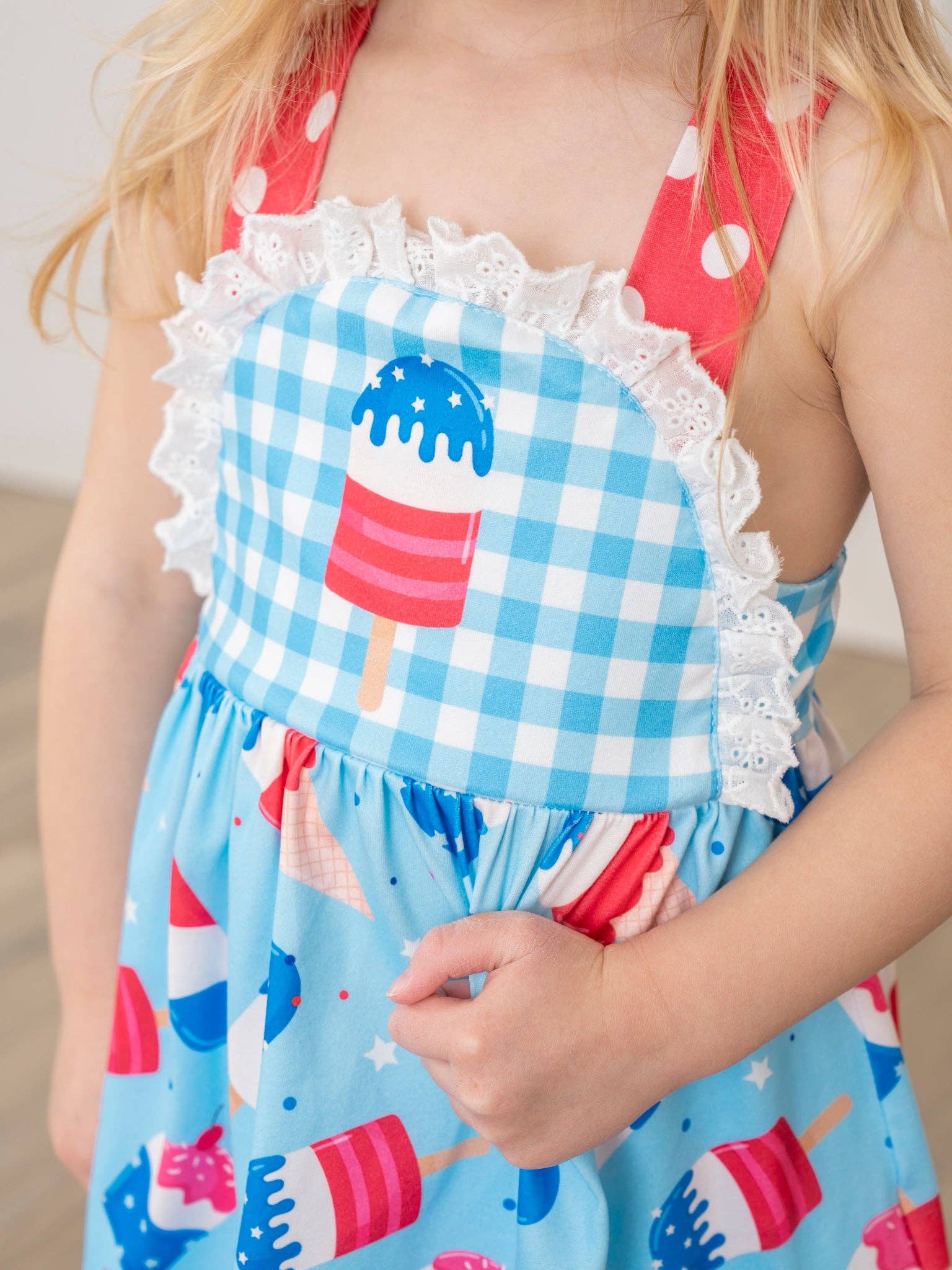 Popsicle Gingham Patriotic Ruffle Outfit
