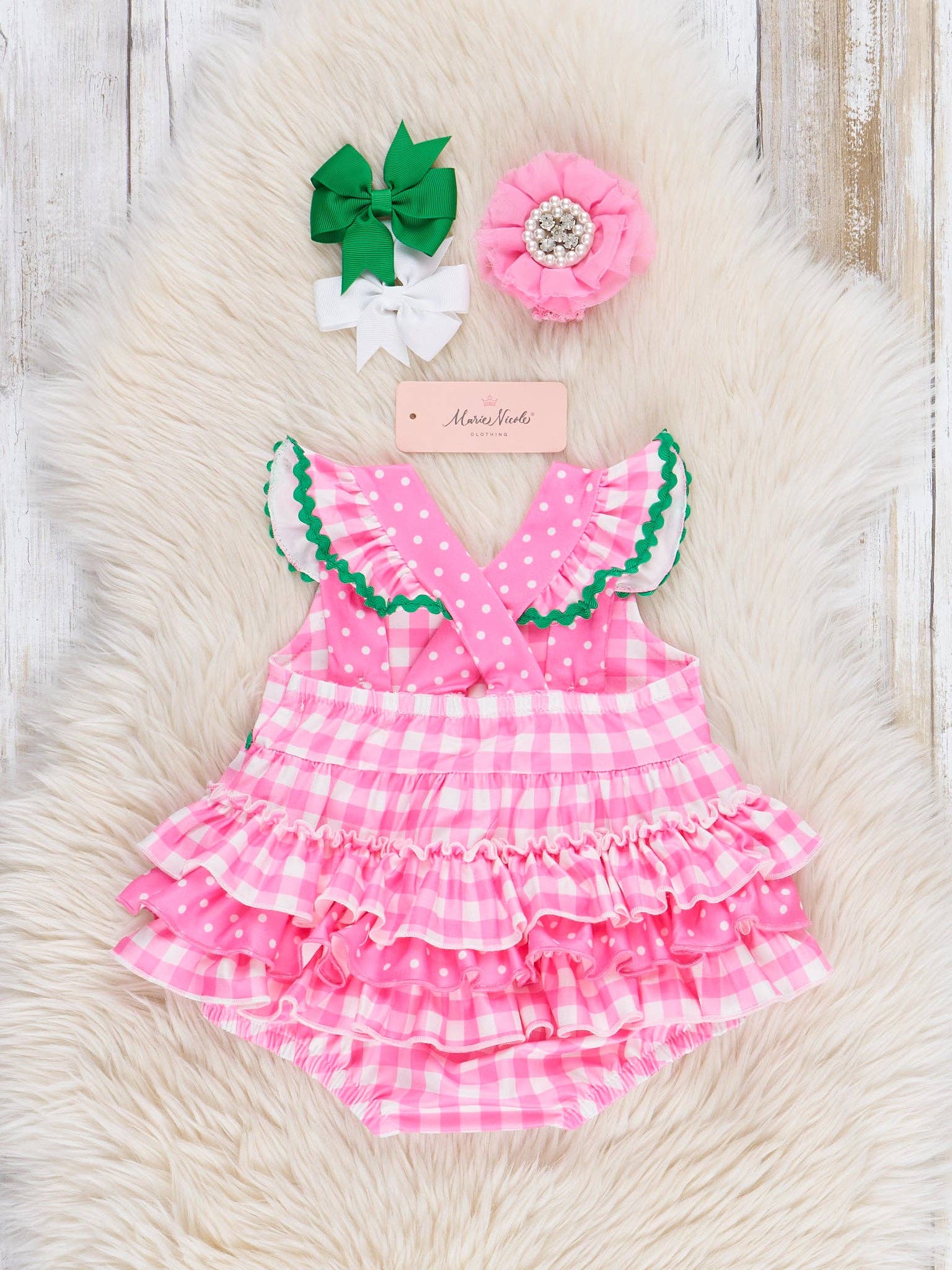 Gingham & Berries Delight Ruffle Bubble Romper