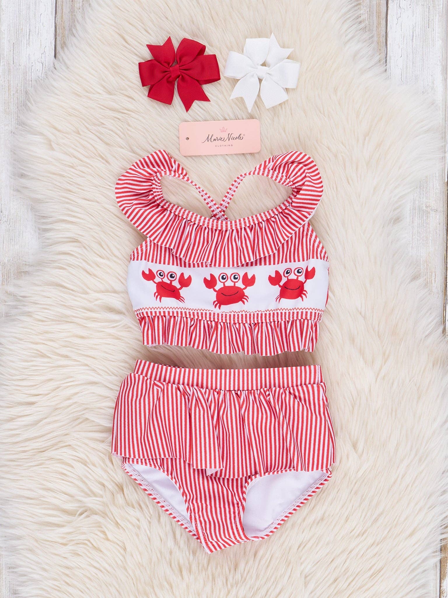 Happy Crab Striped Swimsuit