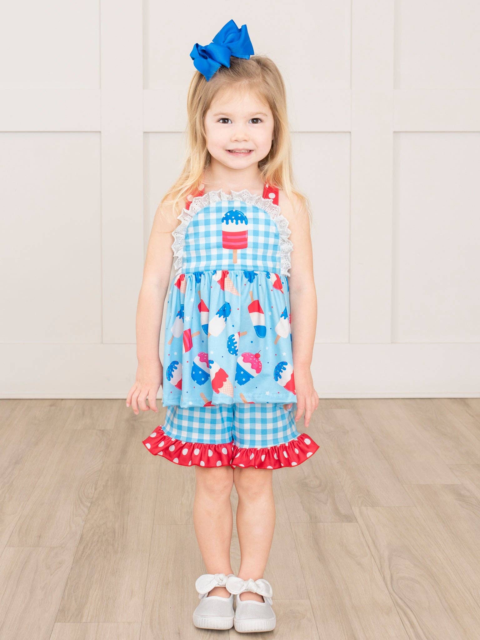 Popsicle Gingham Patriotic Ruffle Outfit