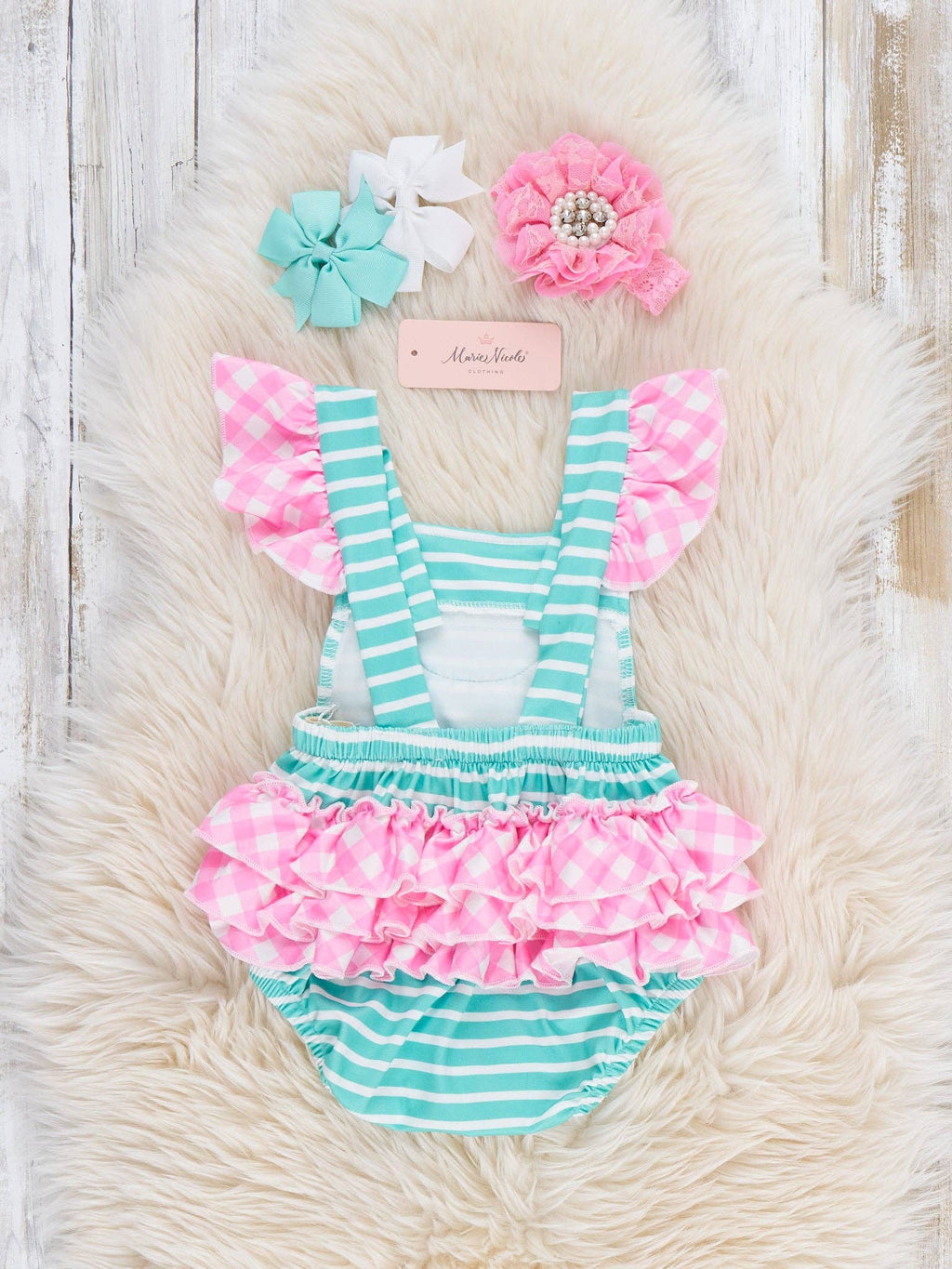 Watermelon Gingham Ruffle Bubble Romper