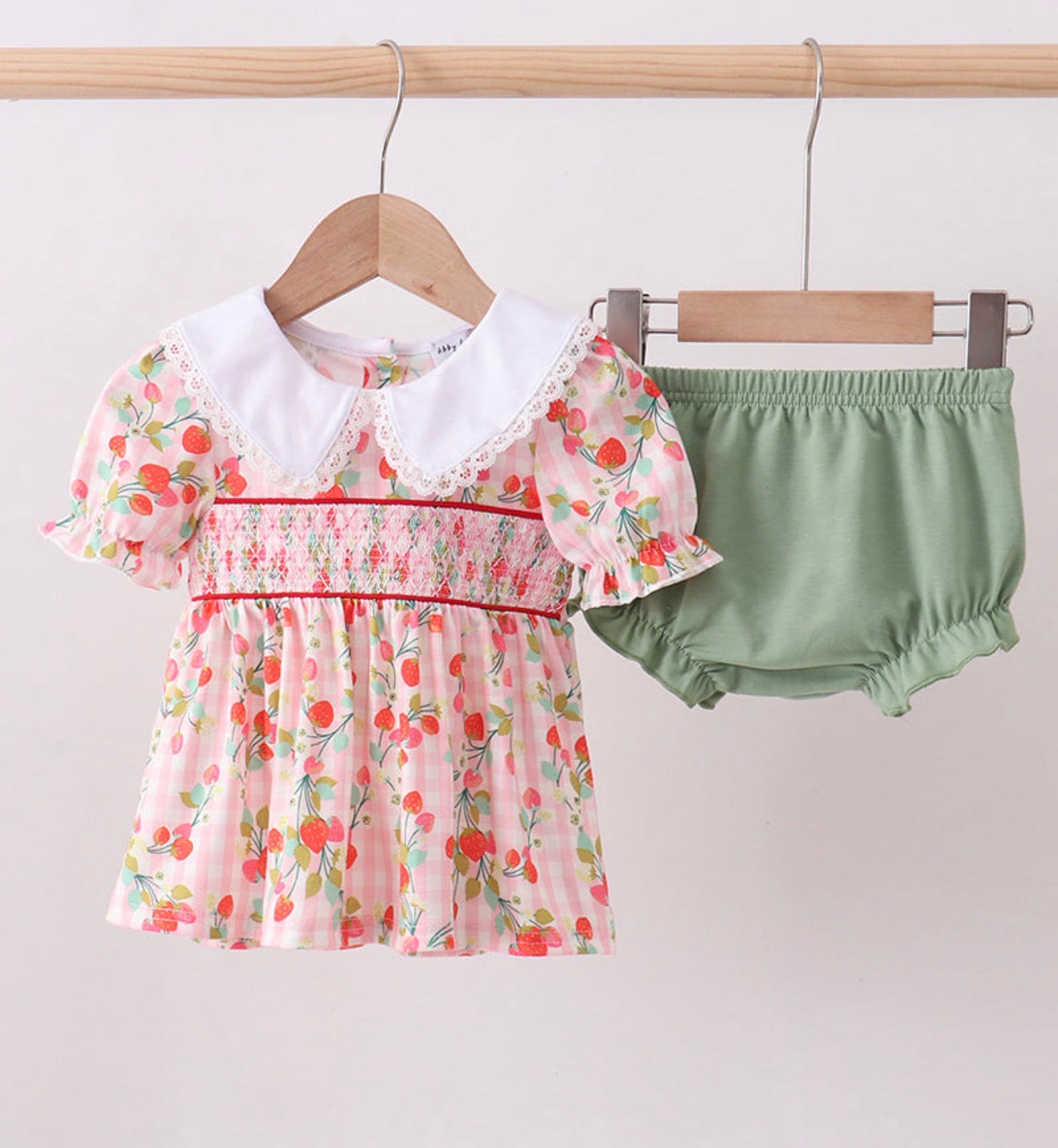 Strawberry Smocked Bloomers Set