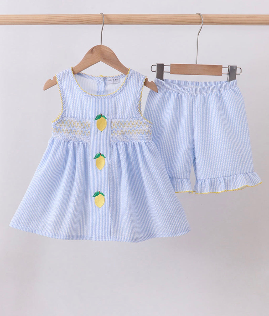 Seersucker Lemon Short Set