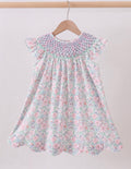 Green Floral Smocked Dress