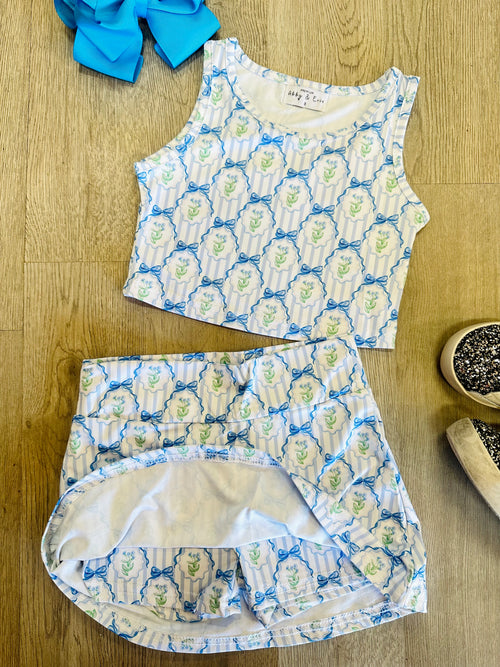 Blue Bow Active Skort Set