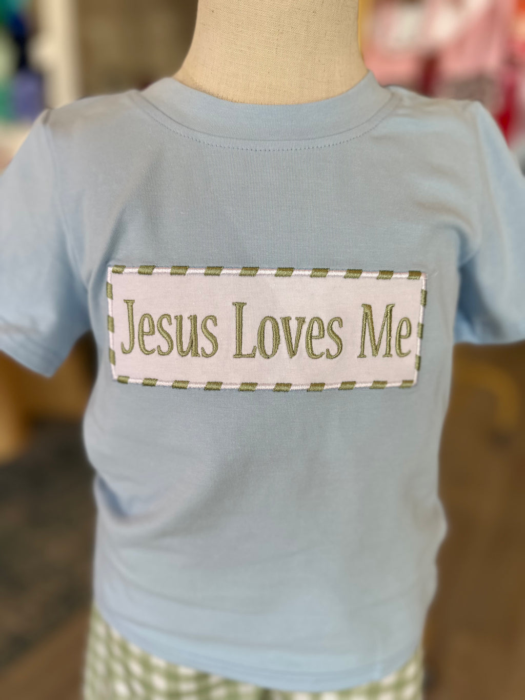 Jesus Loves me Checkered Set