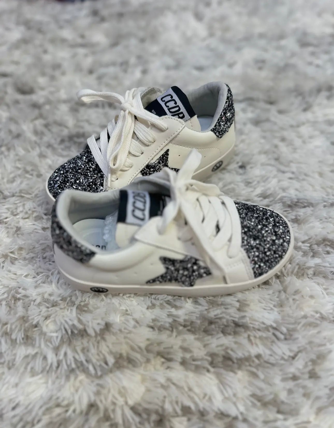 Black Glitter Star Sneakers