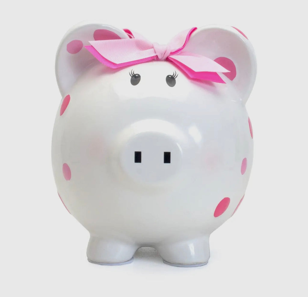 Pink Multi Dot Piggy Bank