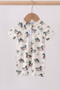 Duck Print Zip Up Swimsuit