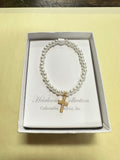 Gold Cross and Pearl Childs bracelet